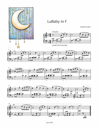 Book cover for Lullaby in F major for early intermediate solo piano