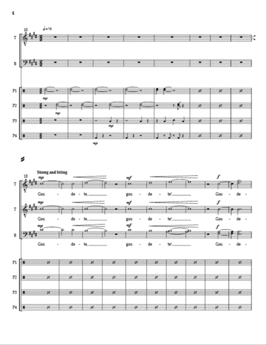 Gaudete! TTBB (Full Score and Percussion Parts) TTBB scores gallery preview page 3