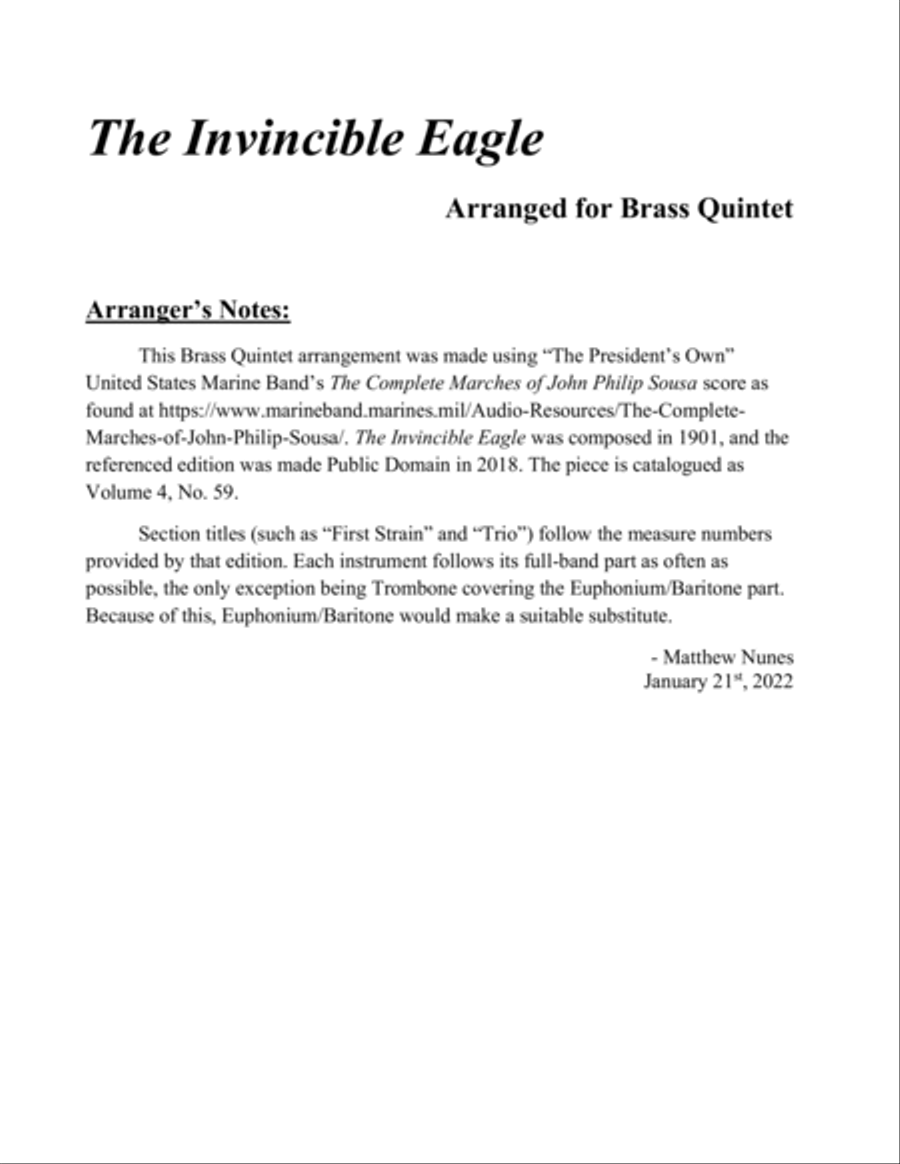 The Invincible Eagle Chamber Music scores gallery preview page 2