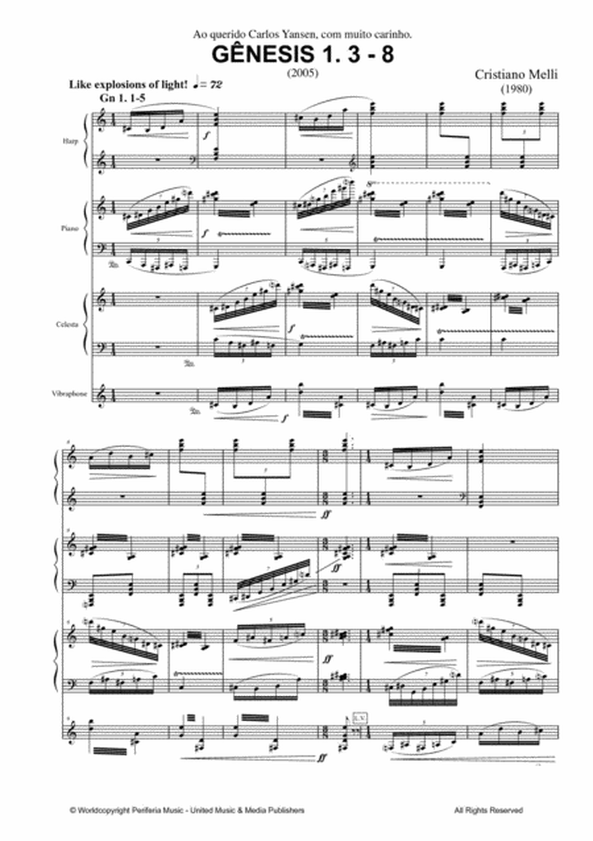 Genesis 1.3 - 8 for Harp, Piano, Celesta and Vibraphone