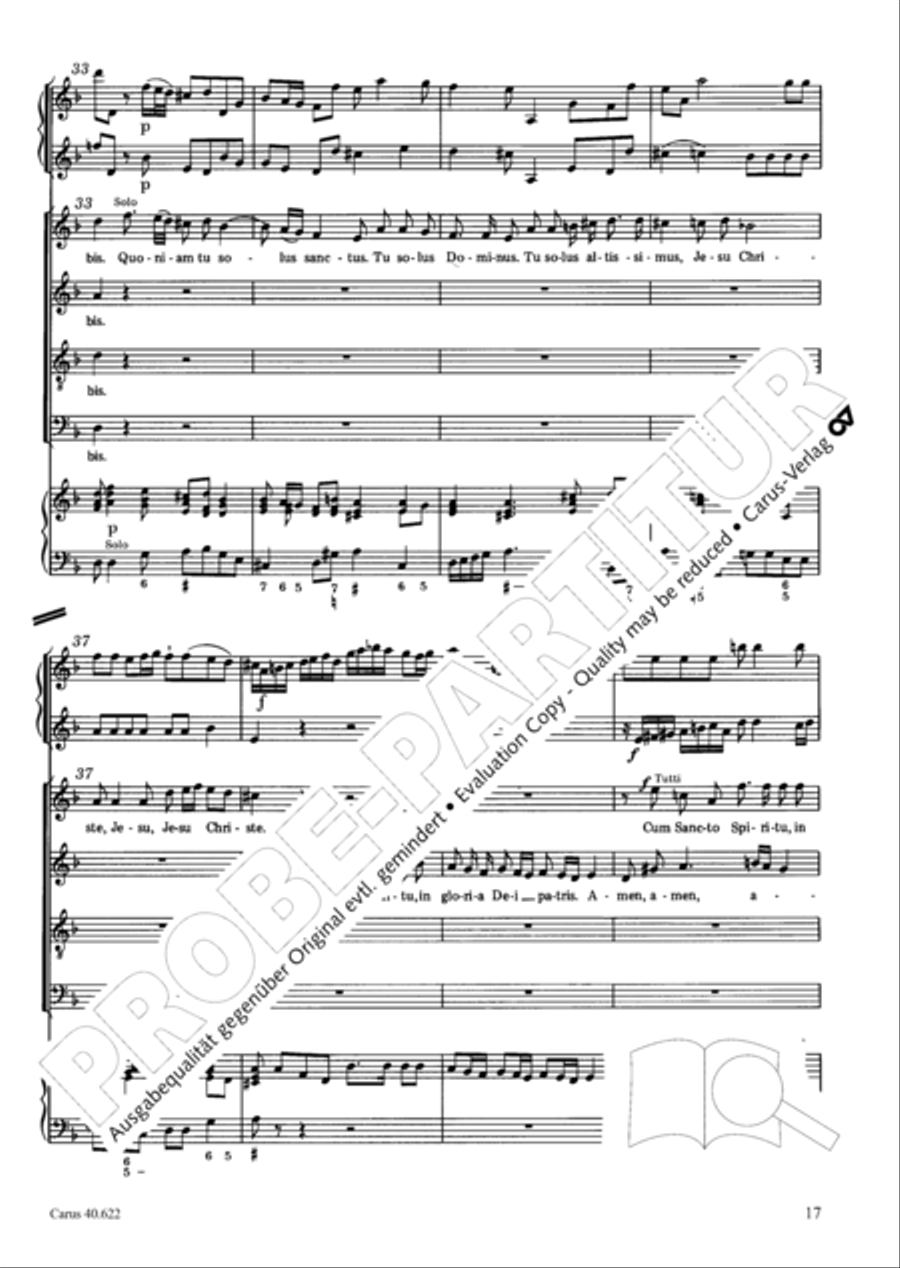Missa brevis in D minor 4-Part scores gallery preview page 18