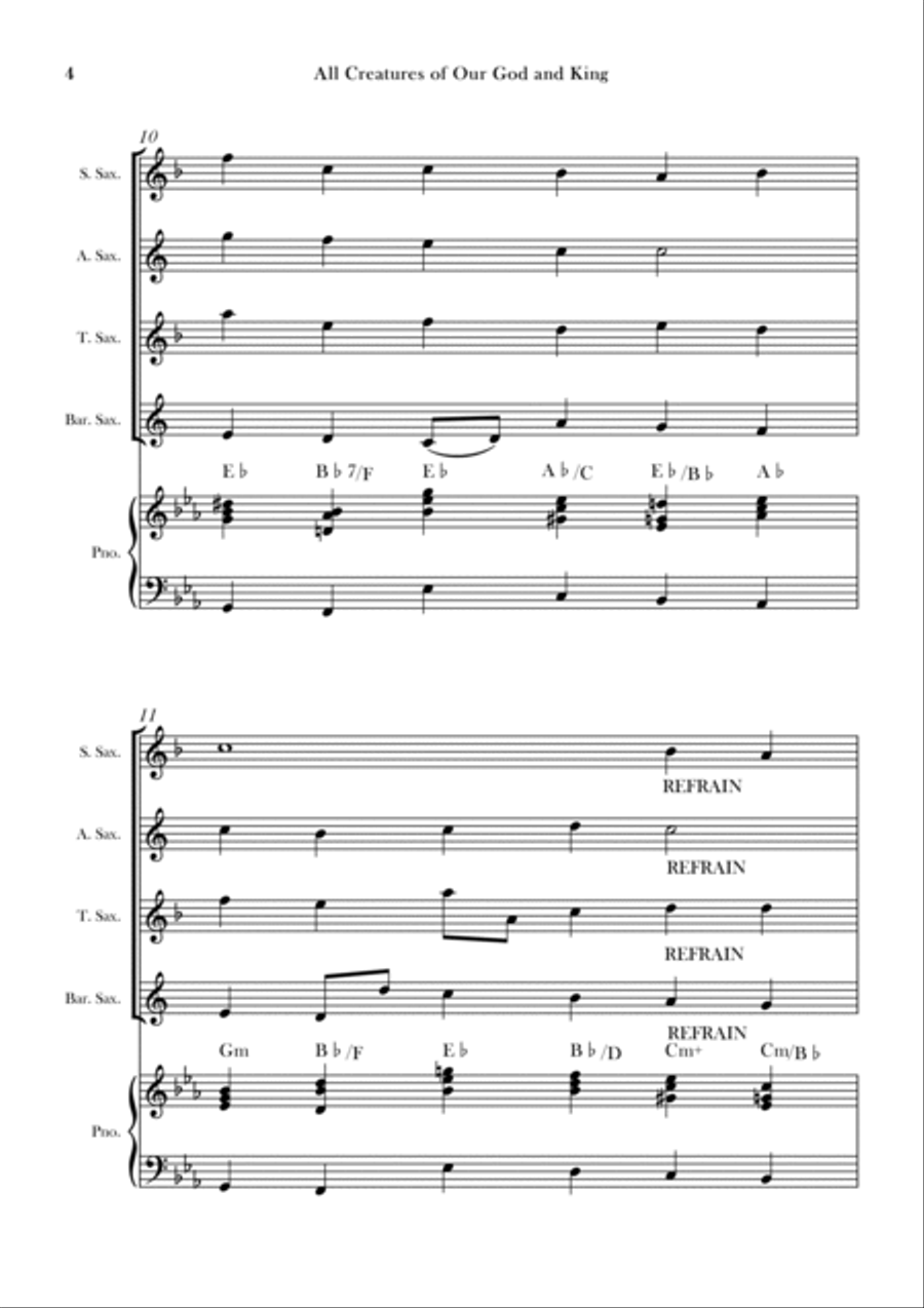 All Creatures of Our God and King Tenor Saxophone scores gallery preview page 4