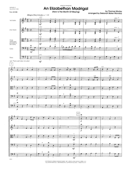 An Elizabethan Madrigal (Now Is The Month Of Maying) - Full Score
