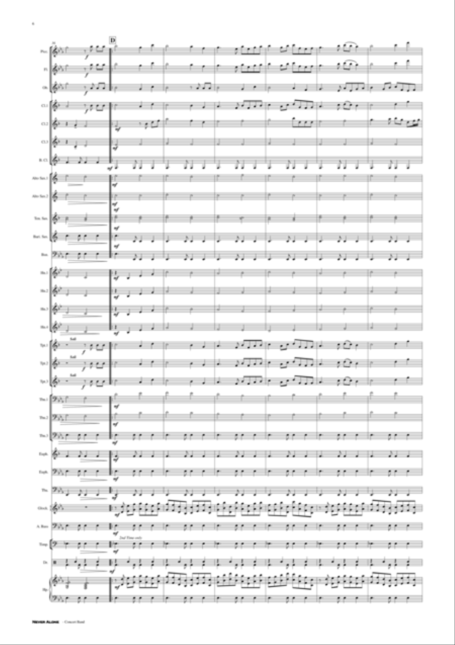 Never Alone - Concert Band Score and Parts PDF Concert Band scores gallery preview page 6