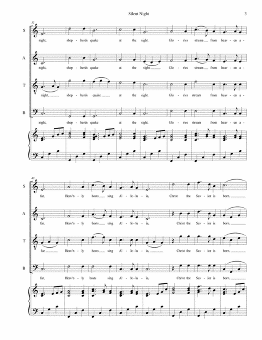 Silent Night - for SATB choir with piano accompaniment image number null