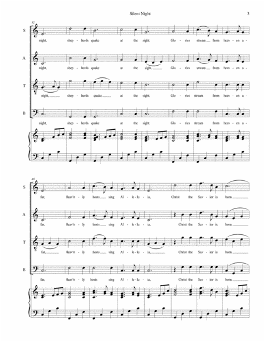 Silent Night - for SATB choir with piano accompaniment image number null