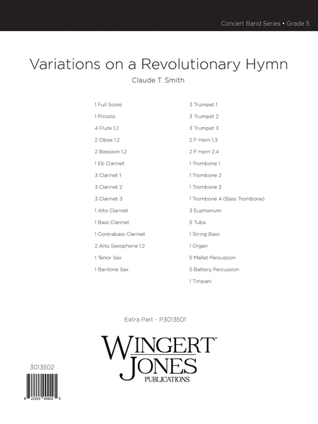Variations On A Revolutionary Hymn - Full Score
