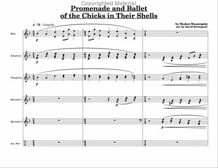 Promenade and Ballet of the Chicks In Their Shells Percussion Ensemble scores gallery preview page 2