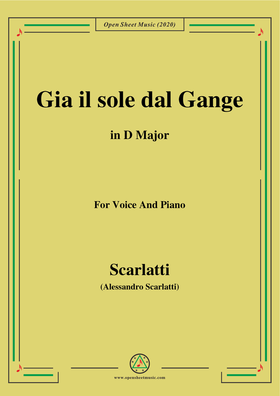 Scarlatti-Già il sole dal gange,in D Major,for Voice and Piano