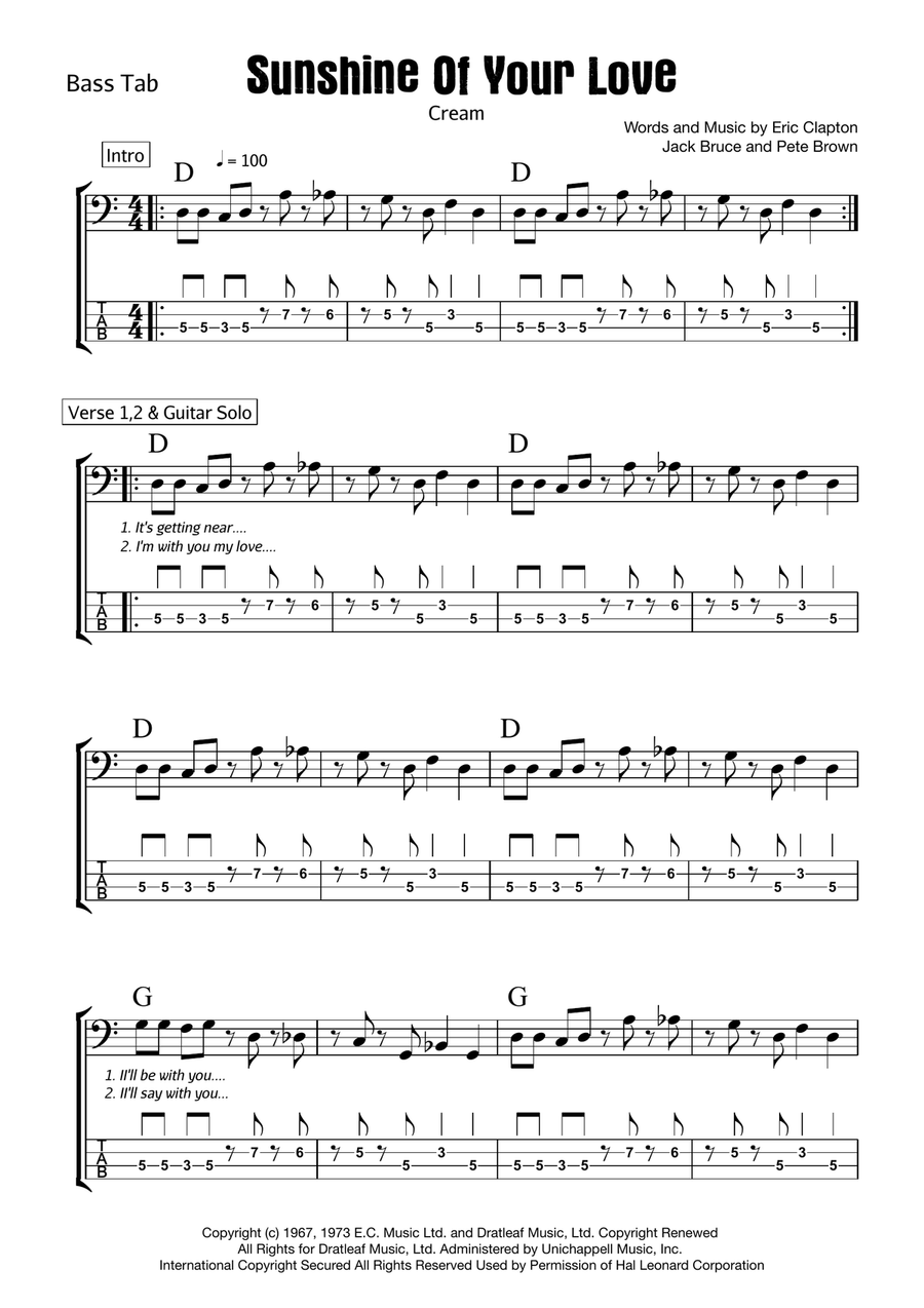 Sunshine Of Your Love String Duet scores gallery preview page 1