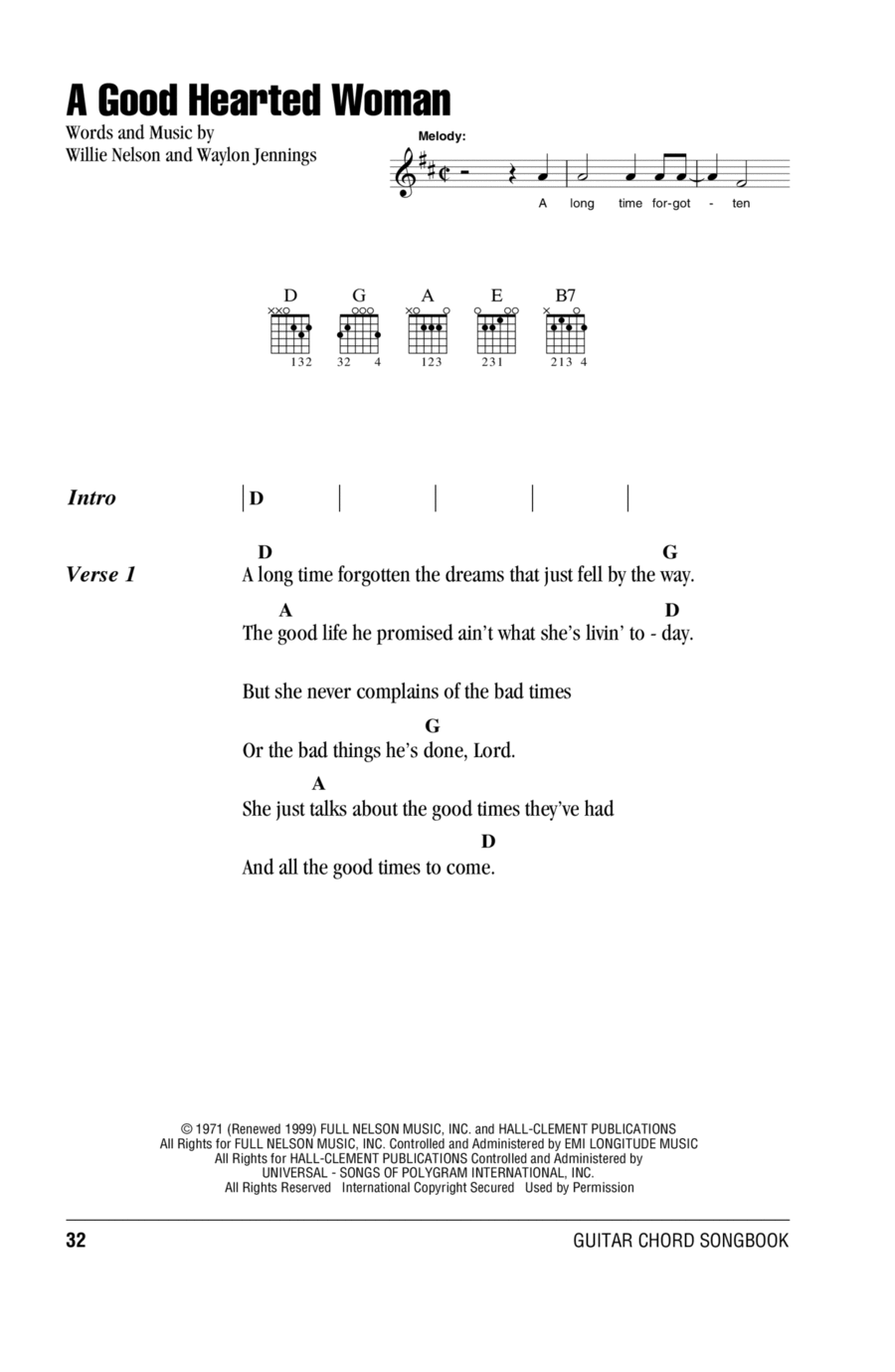 A Good Hearted Woman Electric Guitar scores gallery preview page 1