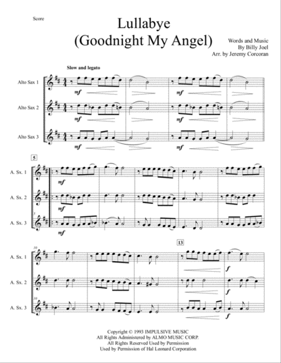 Lullabye (Goodnight, My Angel) Woodwind Trio scores gallery preview page 2