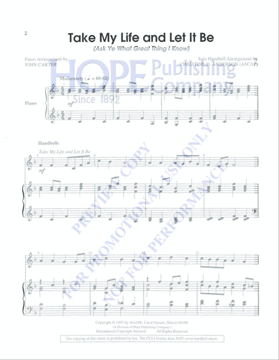 Take My Life and Let It Be Percussion scores gallery preview page 2