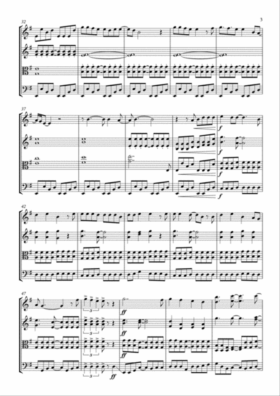 Livin' On A Prayer String Quartet scores gallery preview page 3
