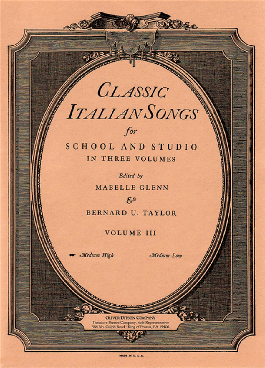 Classic Italian Songs, Vol. 3 Med-High Chamber Music scores gallery preview page 1