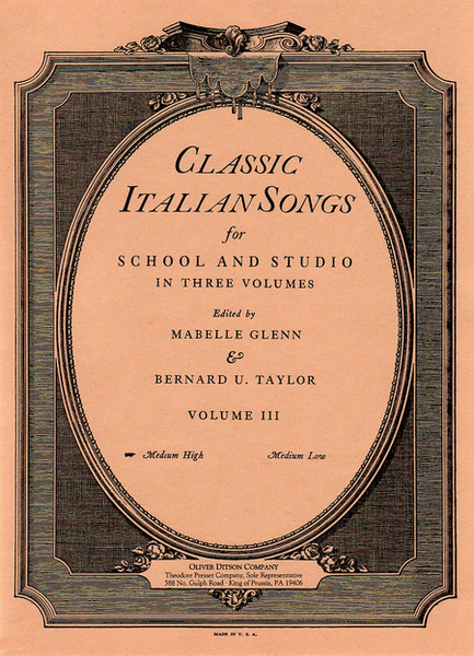 Classic Italian Songs, Vol. 3 Med-High