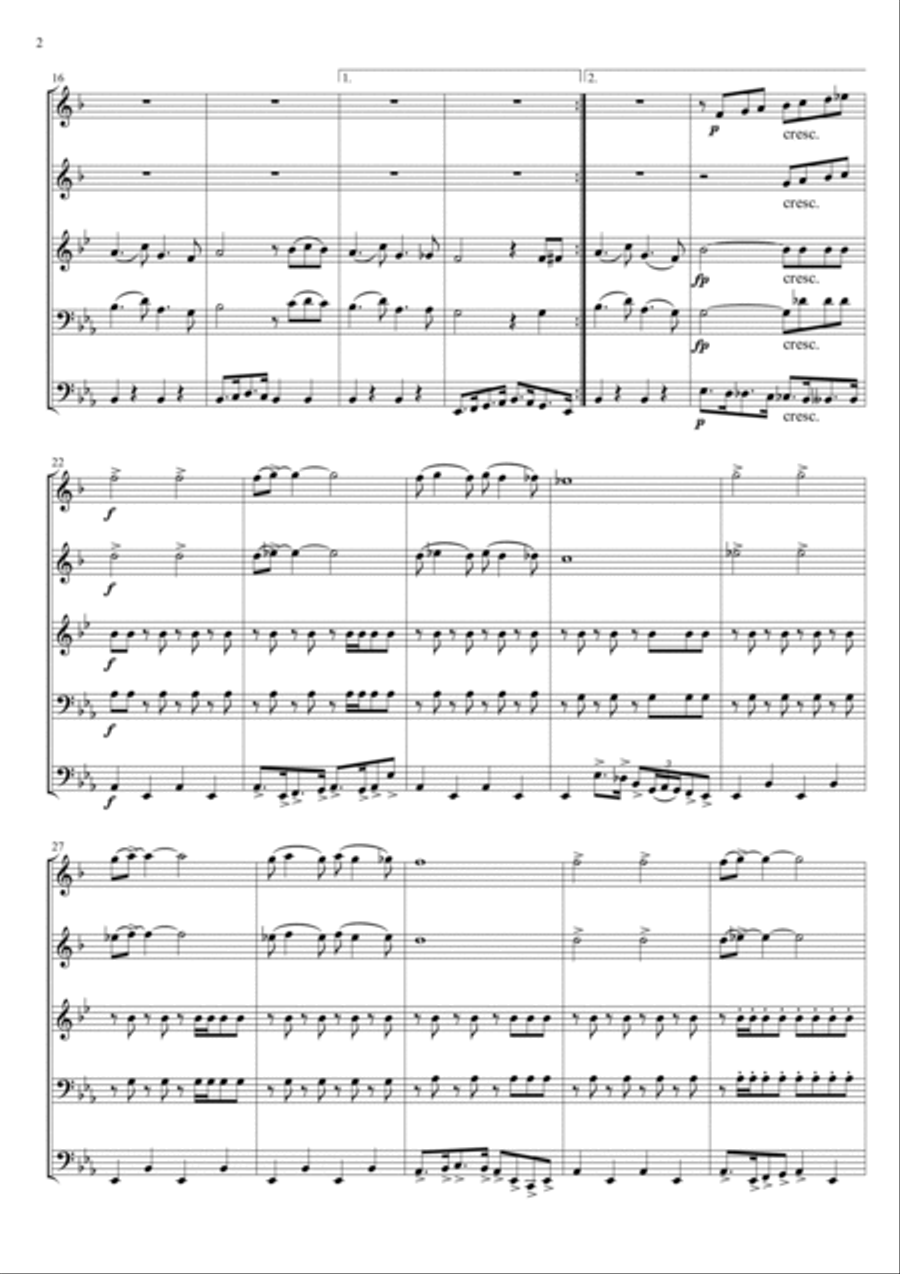 Beer Barrel Polka (roll Out The Barrel) Brass Quintet scores gallery preview page 2