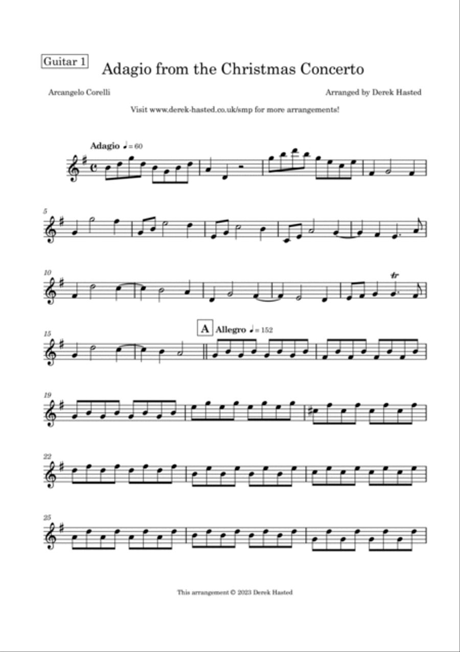 Adagio from Corelli's Christmas Concerto - for 3 guitars or large ensemble Large Ensemble scores gallery preview page 4