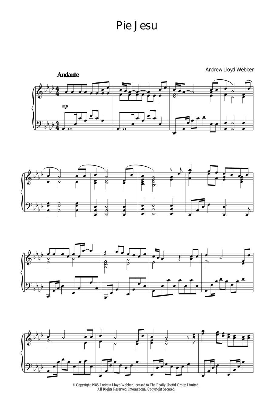 Pie Jesu (from Requiem) Piano Solo scores gallery preview page 1