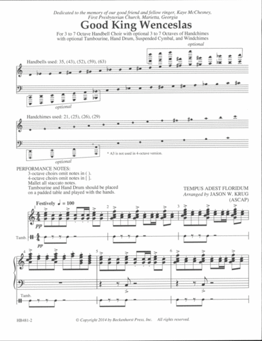 Good King Wenceslas - Krug Handbell Choir scores gallery preview page 2