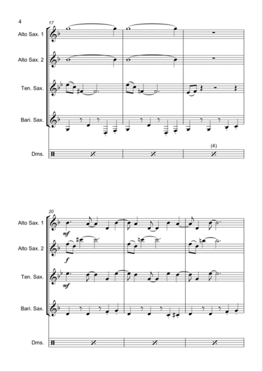 Mission: Impossible Theme from the Paramount Television Series MISSION: IMPOSSIBLE Saxophone Quartet scores gallery preview page 6