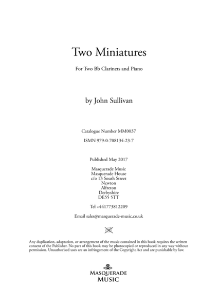 Two Miniatures for 2 Clarinets (Bb) and Piano image number null