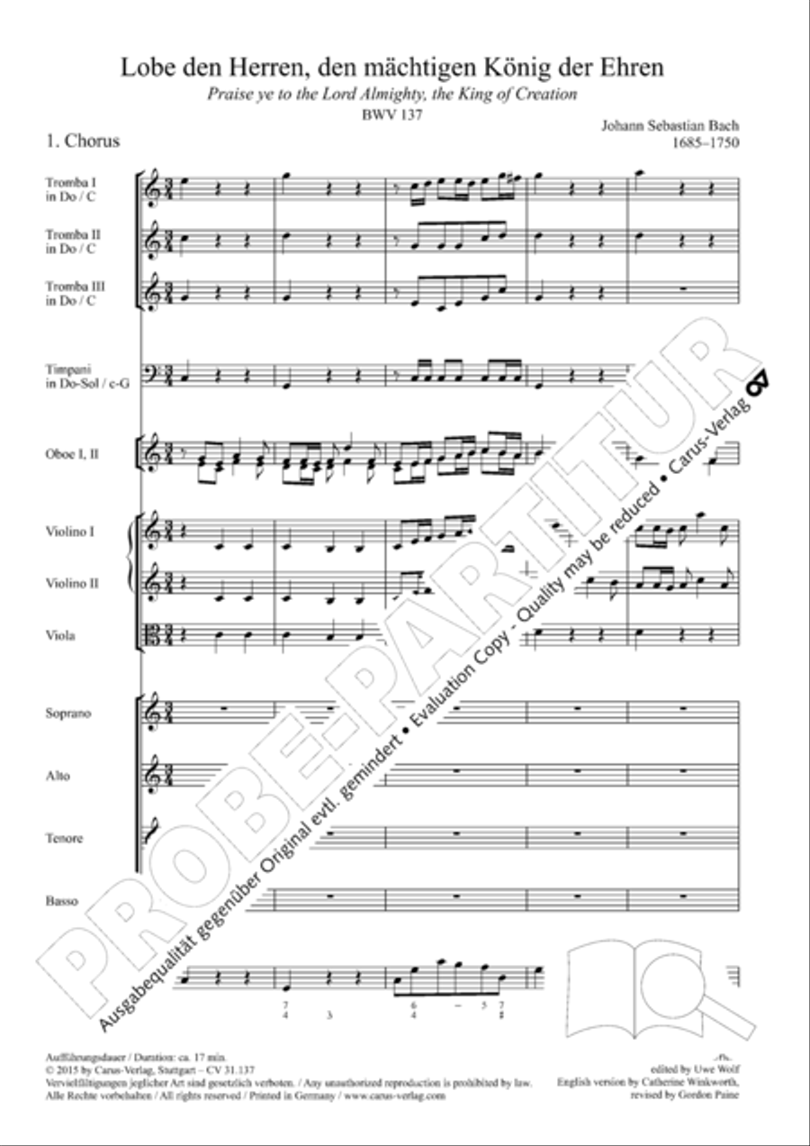 Praise ye, Almighty God, King and our ruler exalted (Lobe den Herren, den machtigen Konig der Ehren) ATB scores gallery preview page 6