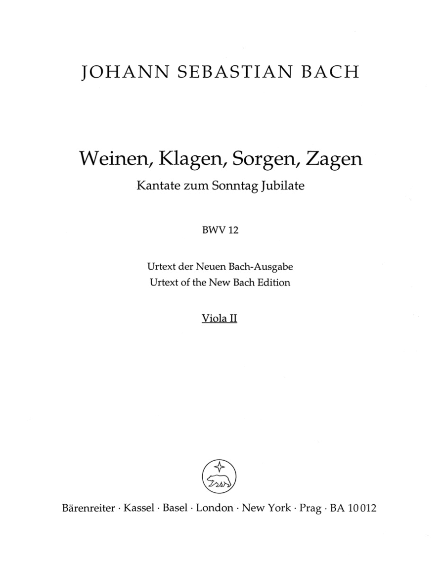 Weeping, crying, sorrow, sighing, BWV 12 Viola scores gallery preview page 1
