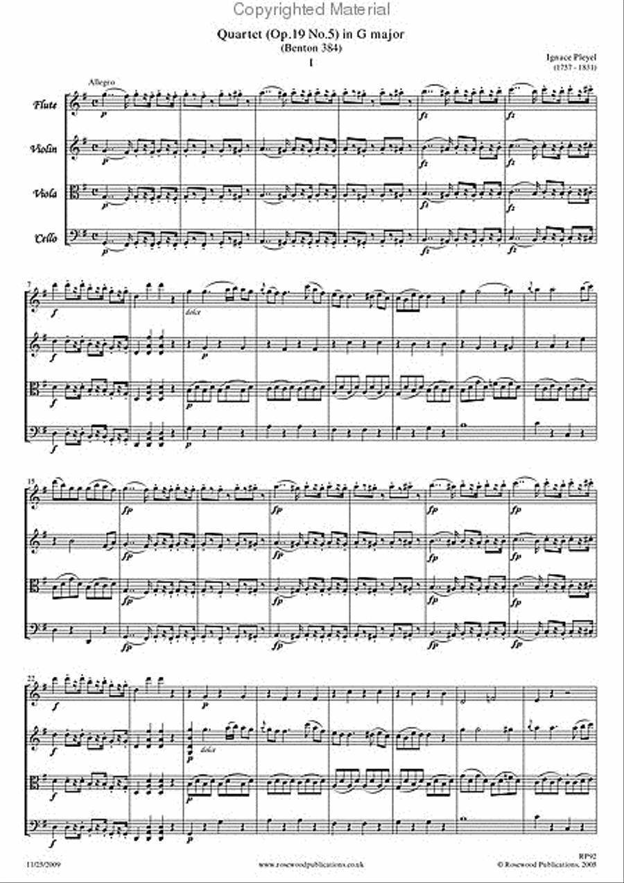 Quartet, Op. 19/5 Flute scores gallery preview page 2