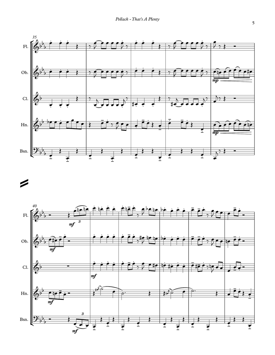 That's a Plenty for Wind Quintet Woodwind Quintet scores gallery preview page 5