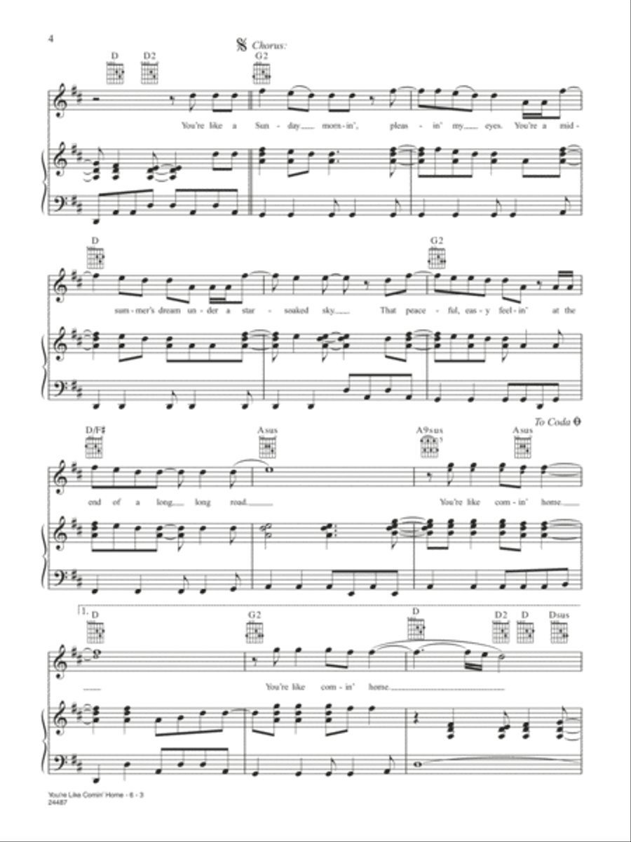You're Like Comin' Home Piano, Vocal, Guitar scores gallery preview page 3