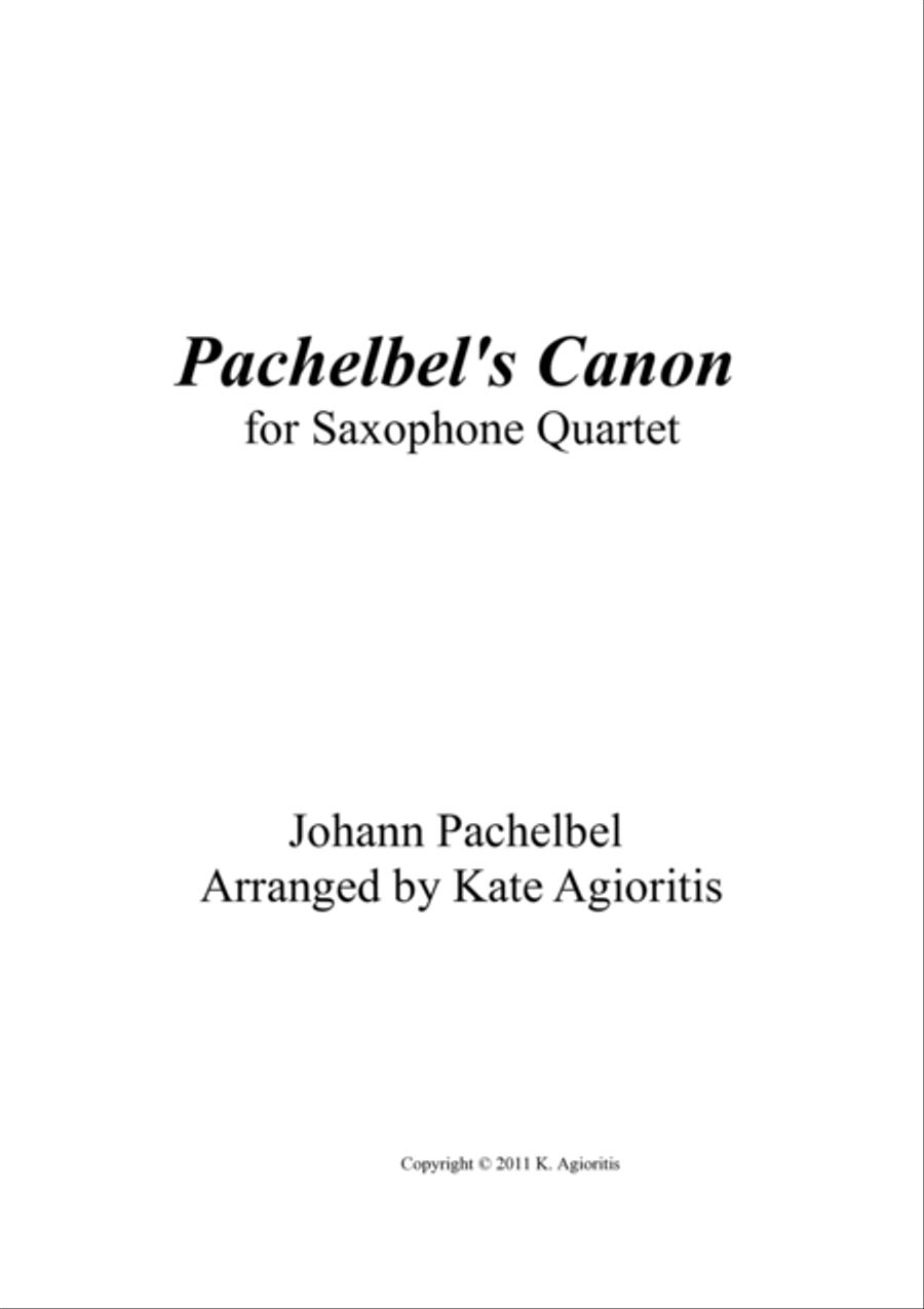 Pachelbel's Canon - in a Jazz Style - for Saxophone Quartet image number null