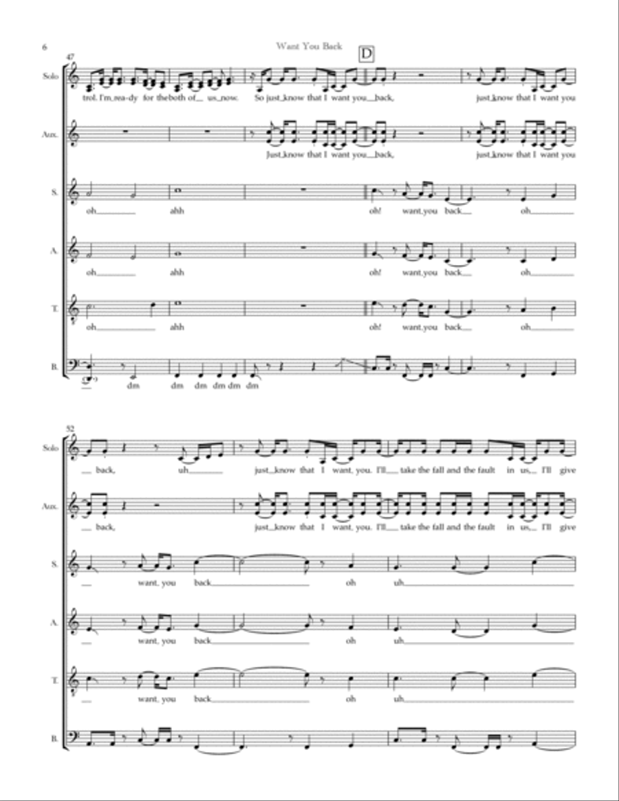 Want You Back Want You Back Divisi scores gallery preview page 6