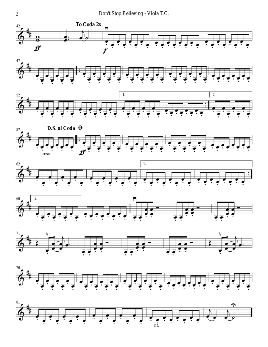 Don't Stop Believin' String Quartet scores gallery preview page 6