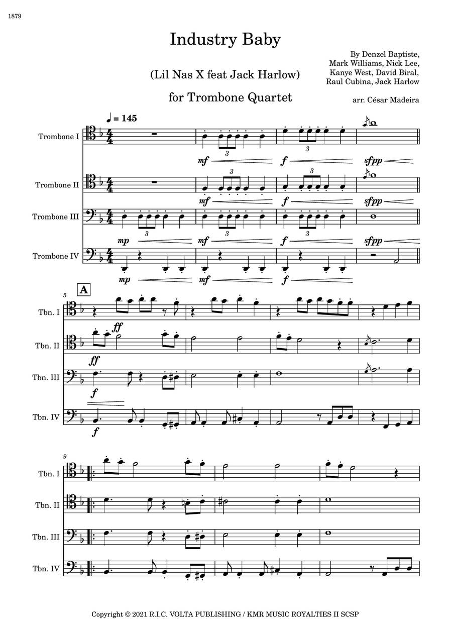 Industry Baby Brass Quartet scores gallery preview page 2
