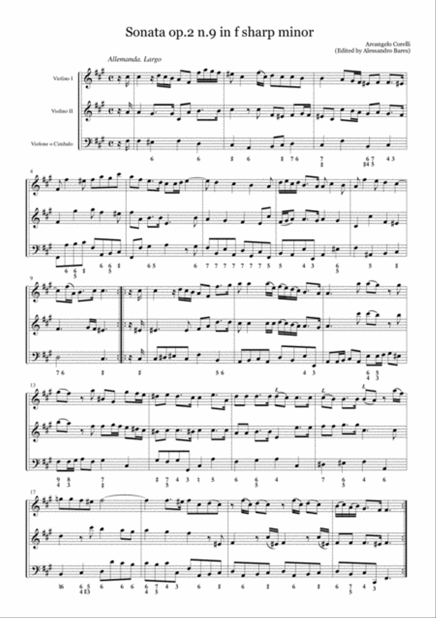 Corelli, Sonata op.2 n.9 in f sharp minor Small Ensemble scores gallery preview page 2
