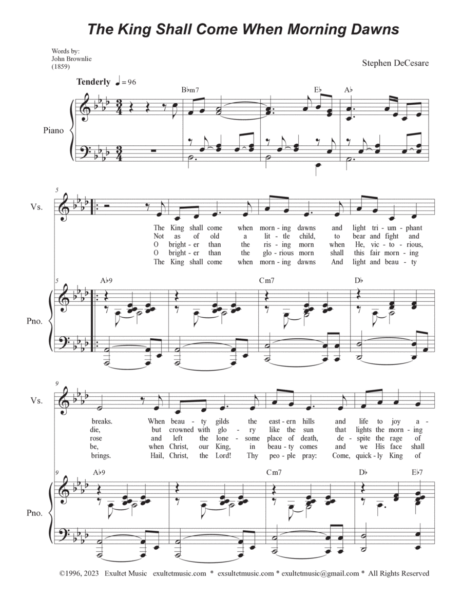 The King Shall Come When Morning Dawns (Vocal Quartet - (SATB) image number null
