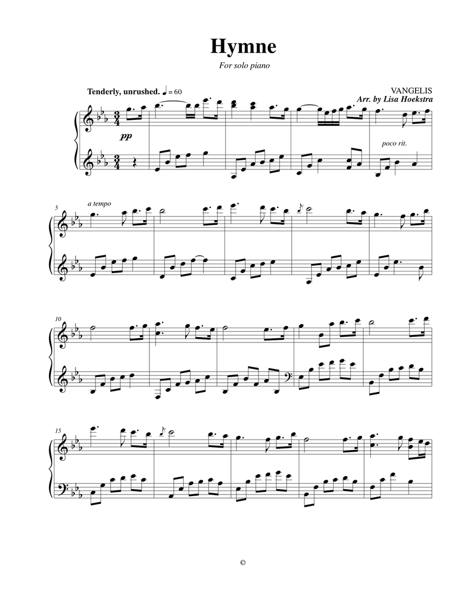 Hymne Piano Solo scores gallery preview page 1
