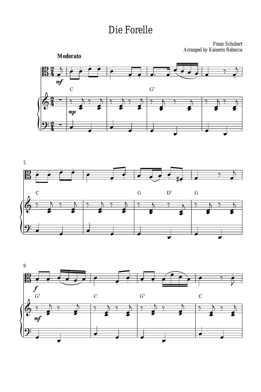 Die Forelle (D.550) Die Forelle (D.550) Viola scores gallery preview page 1