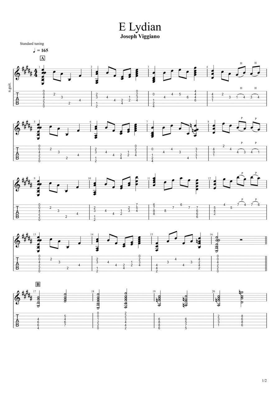 E Lydian Acoustic Guitar scores gallery preview page 1