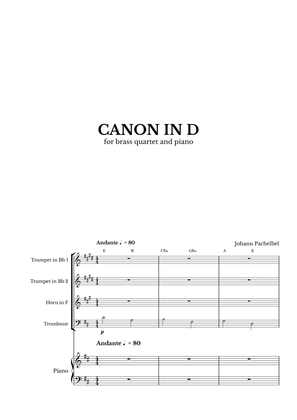 Book cover for Canon in D for Brass Quartet and Piano with chords