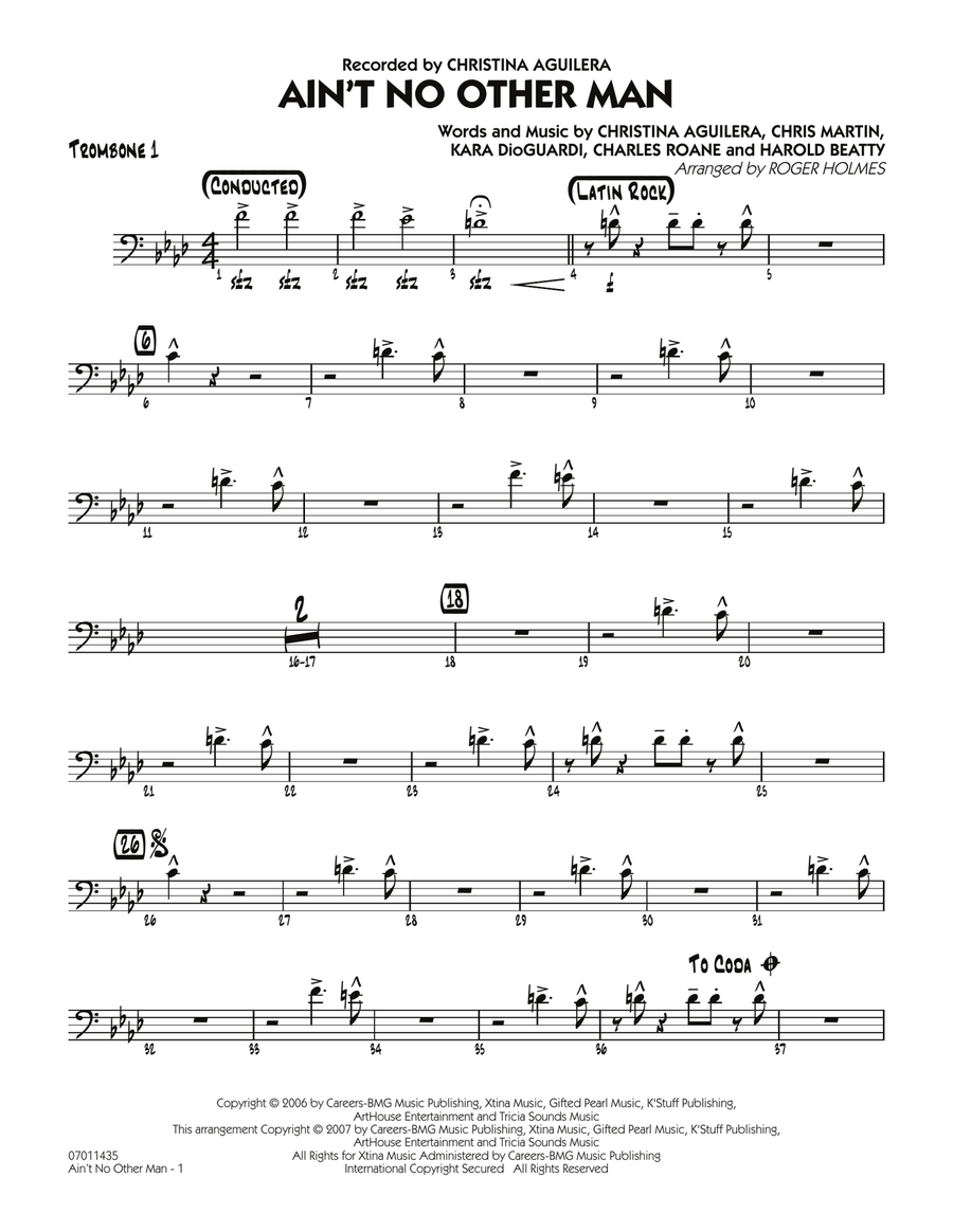 Ain't No Other Man - Trombone 1 Jazz Ensemble scores gallery preview page 1