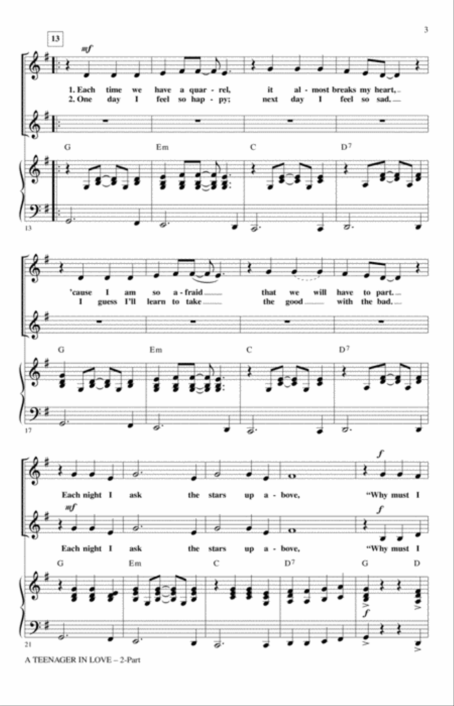 A Teenager In Love (arr. Mac Huff) 2-Part scores gallery preview page 2