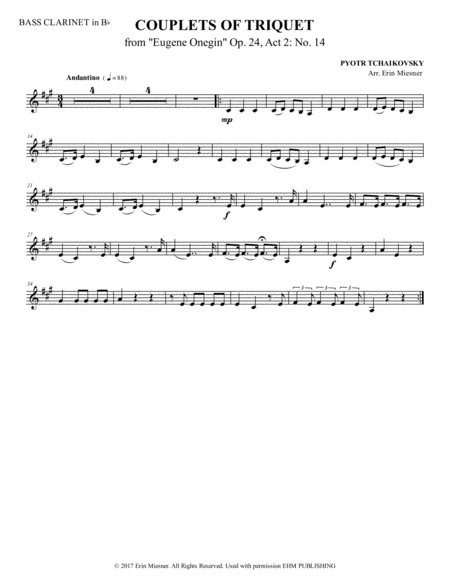 Two Arias from "Eugene Onegin" for Bass Clarinet and Piano