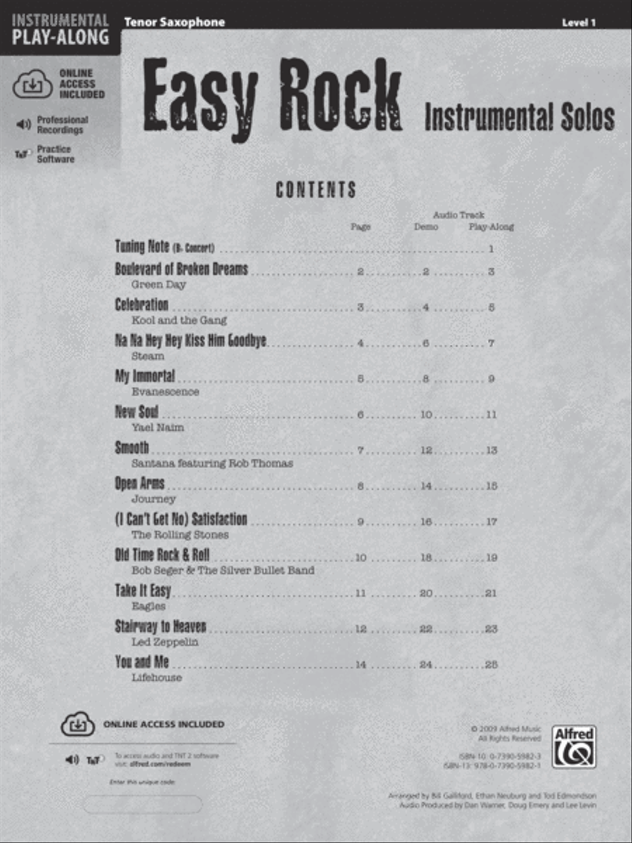 Easy Rock Instrumental Solos, Level 1 Tenor Saxophone scores gallery preview page 2
