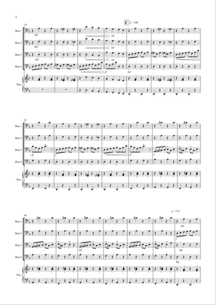 2 Classical Favourites for Bassoon Quartet (volume one) 2 Classical Favourites for Bassoon Quartet (volume one) Bassoon Quartet scores gallery preview page 4