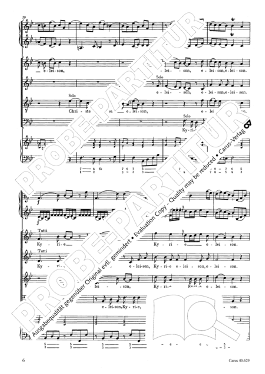 Missa brevis in B flat major 4-Part scores gallery preview page 7
