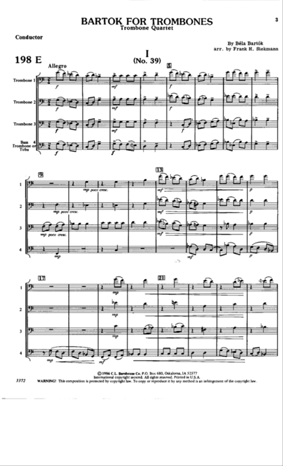 Bartok for Trombones