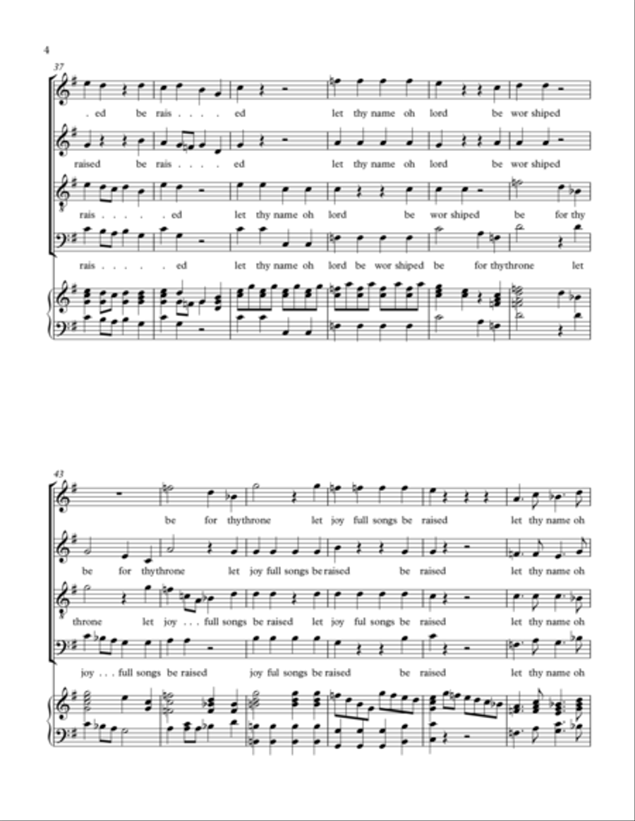chorus:let thy name oh lord (endless praise) hedges noway out 4-Part scores gallery preview page 4
