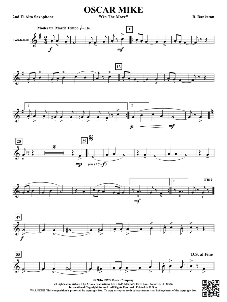 Oscar Mike - On the Move: 2nd E-flat Alto Saxophone Alto Saxophone scores gallery preview page 1